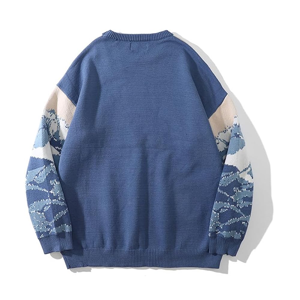 Amazon.com: Contrasting Pattern Clouds Knitted Sweater Retro